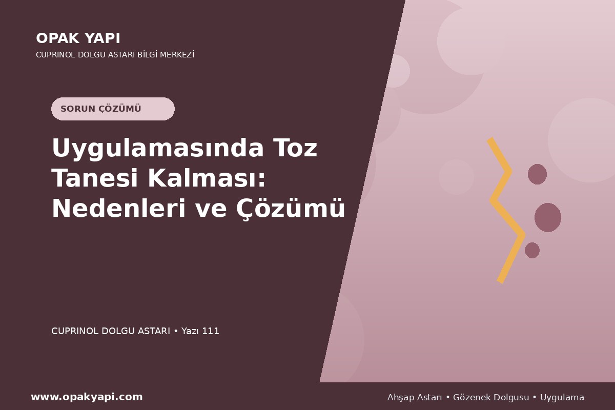 Marshall Cuprinol Classic Dolgu Astarı Uygulamasında Toz Tanesi Kalması: Nedenleri ve Çözümü