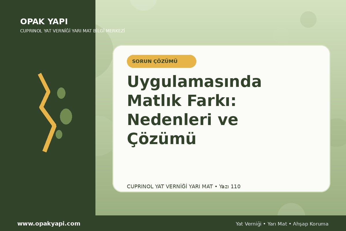 Marshall Cuprinol Classic Yat Vernik Yarı Mat Uygulamasında Matlık Farkı: Nedenleri ve Çözümü