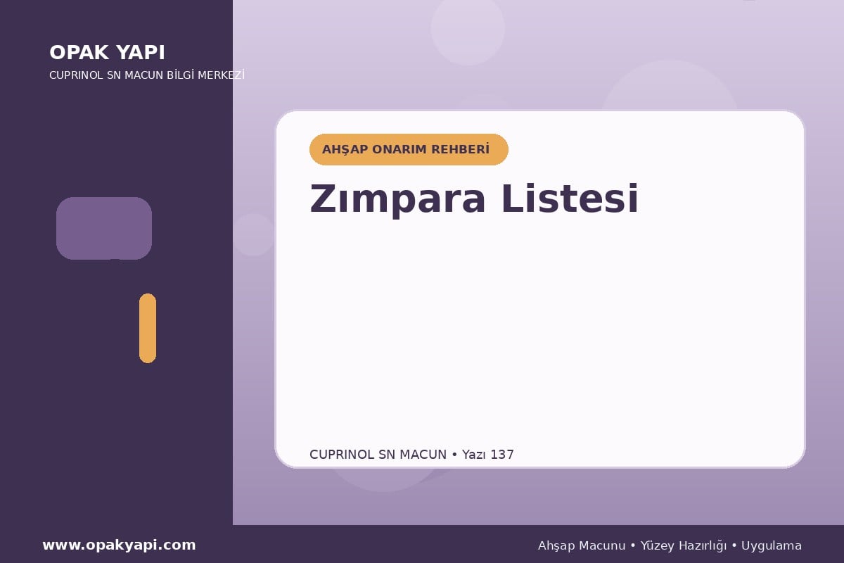 Marshall Cuprinol SN Macun İçin Zımpara Listesi