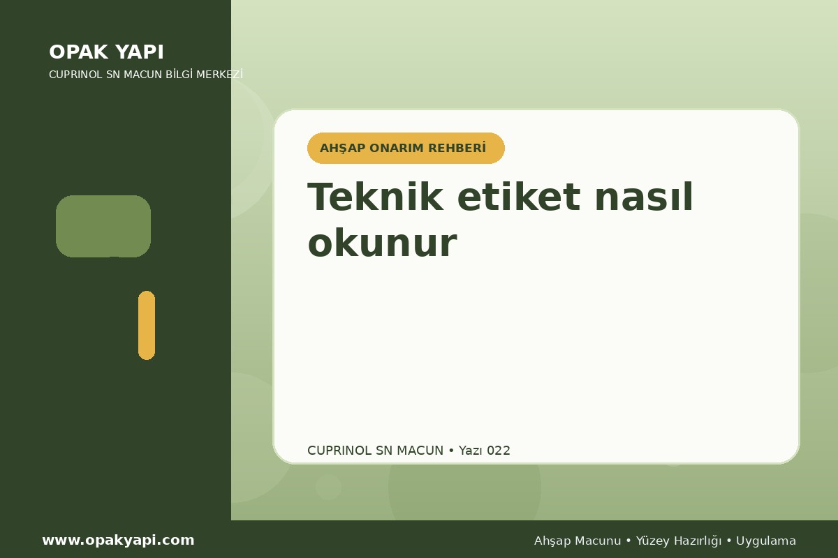 Marshall Cuprinol SN Macun: Teknik etiket nasıl okunur