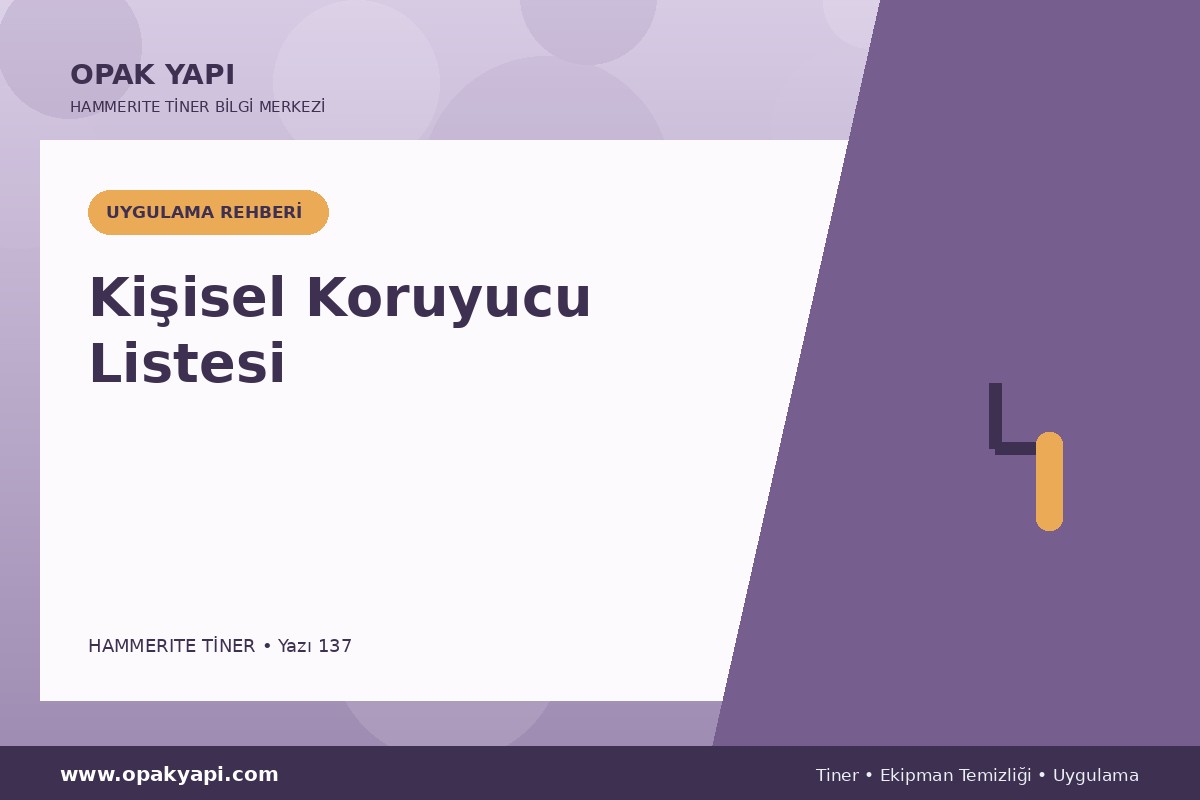 Marshall Hammerite Tiner İçin Kişisel Koruyucu Listesi