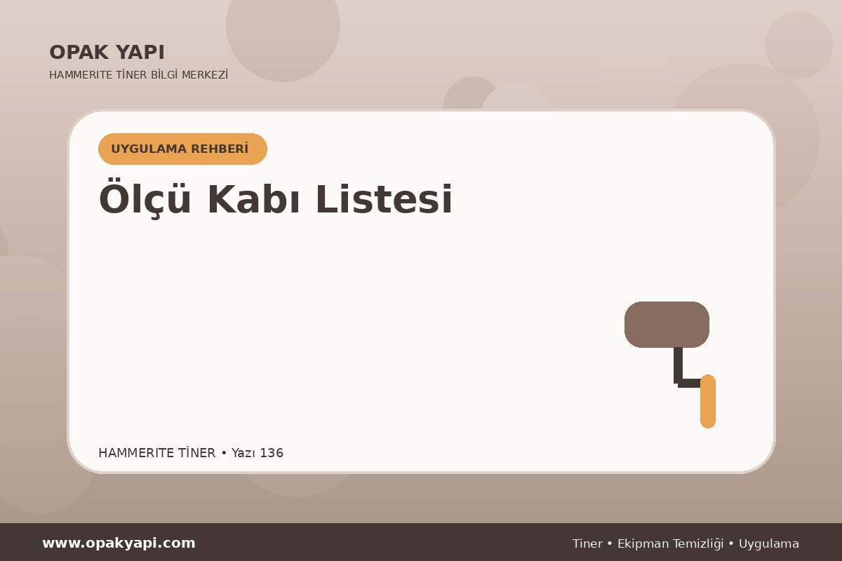 Marshall Hammerite Tiner İçin Ölçü Kabı Listesi