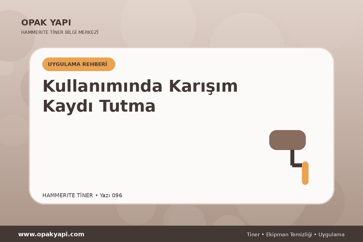 Marshall Hammerite Tiner Kullanımında Karışım Kaydı Tutma