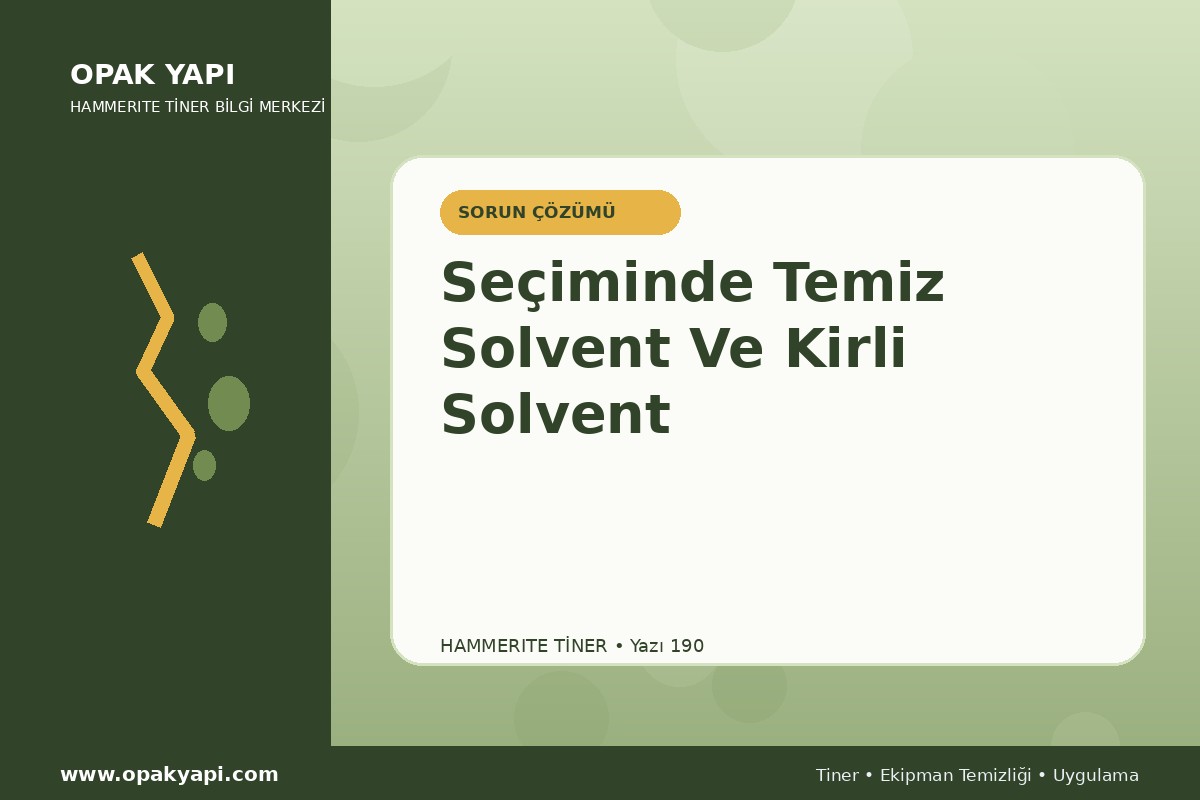 Marshall Hammerite Tiner Seçiminde Temiz Solvent Ve Kirli Solvent