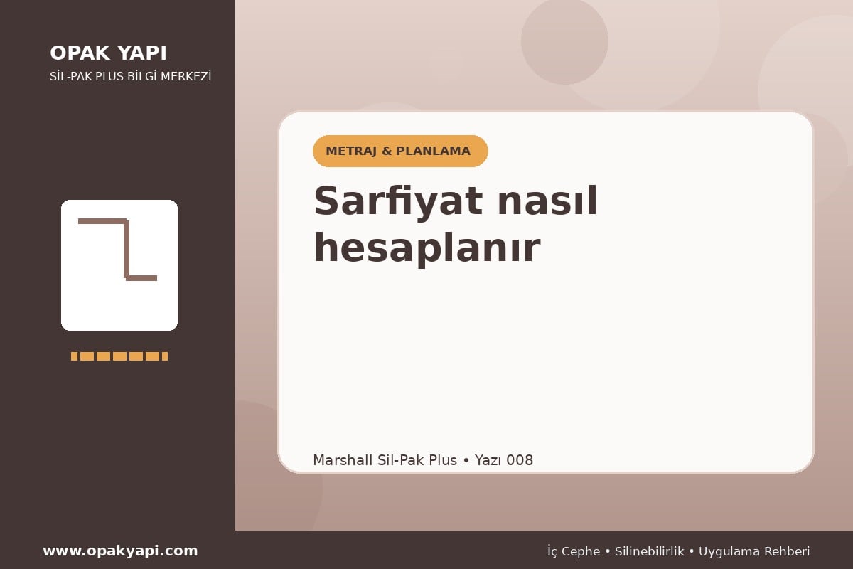 Marshall Sil-Pak Plus: Sarfiyat nasıl hesaplanır