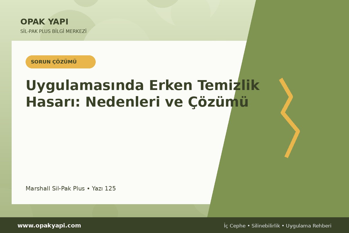 Marshall Sil-Pak Plus Uygulamasında Erken Temizlik Hasarı: Nedenleri ve Çözümü