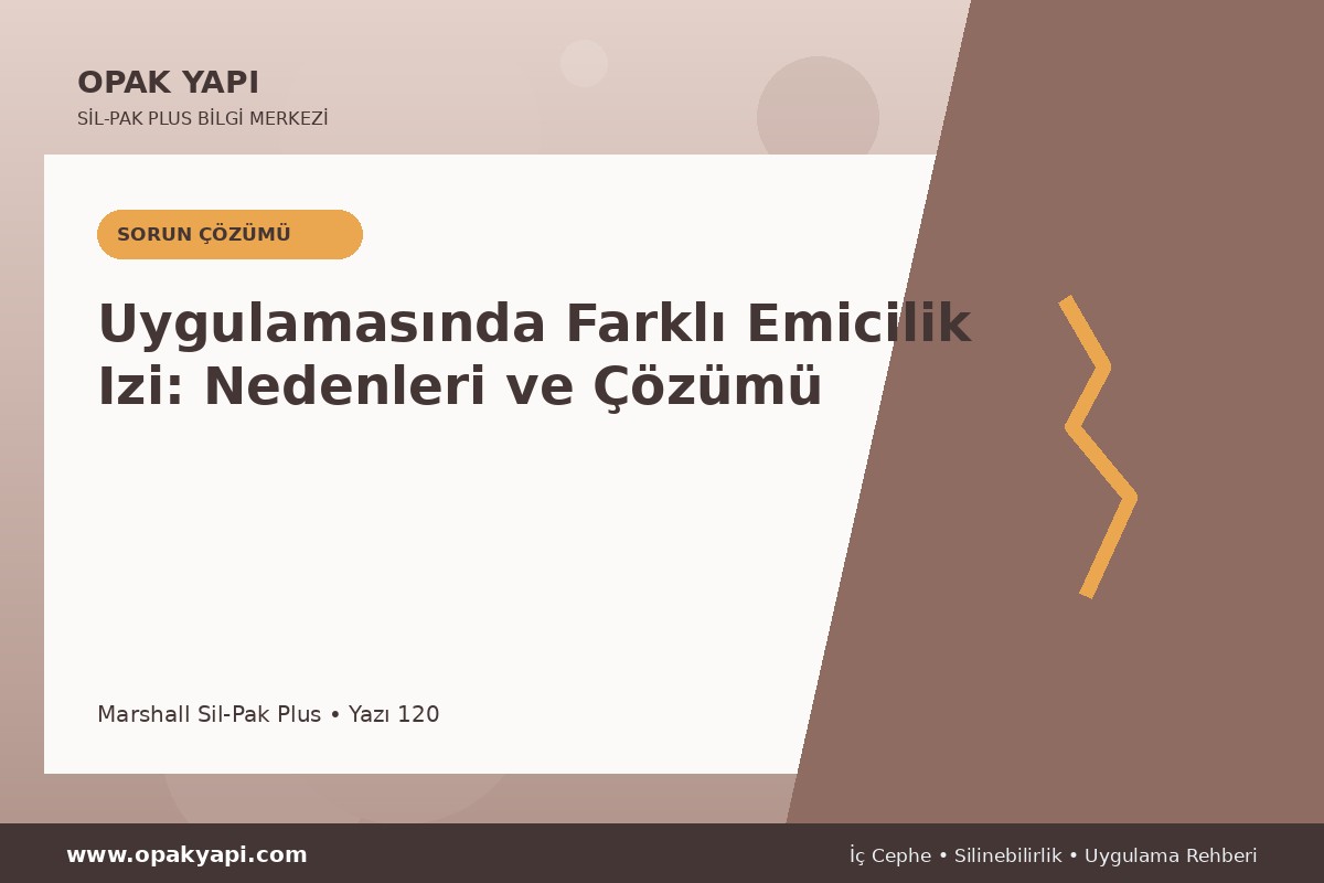 Marshall Sil-Pak Plus Uygulamasında Farklı Emicilik Izi: Nedenleri ve Çözümü