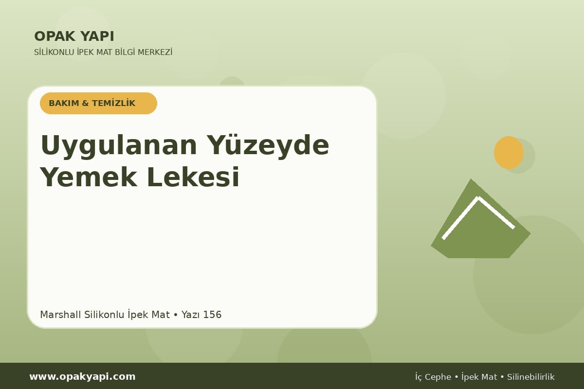 Marshall Silikonlu İpek Mat Uygulanan Yüzeyde Yemek Lekesi