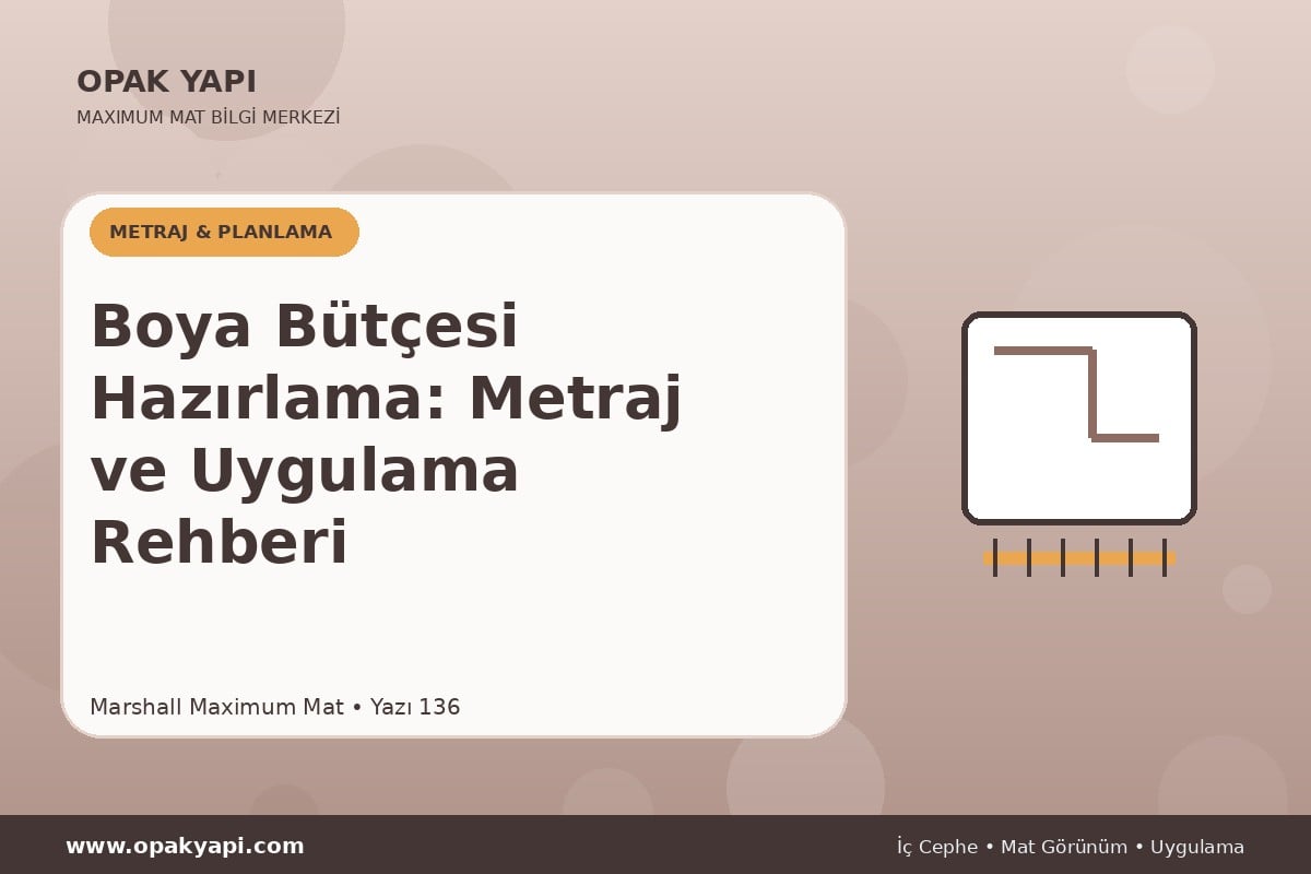 Maximum Mat Boya Bütçesi Hazırlama: Metraj ve Uygulama Rehberi