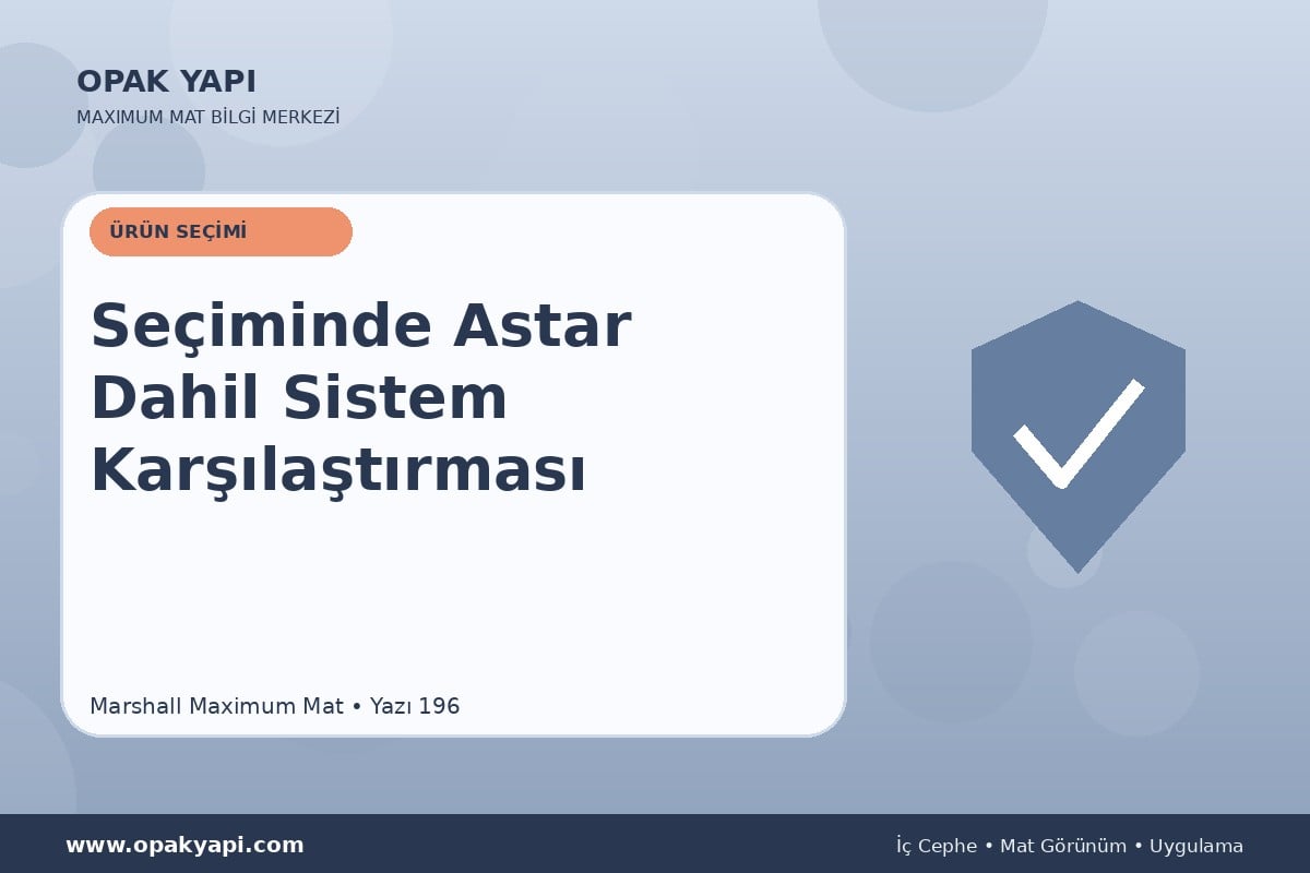 Maximum Mat Seçiminde Astar Dahil Sistem Karşılaştırması