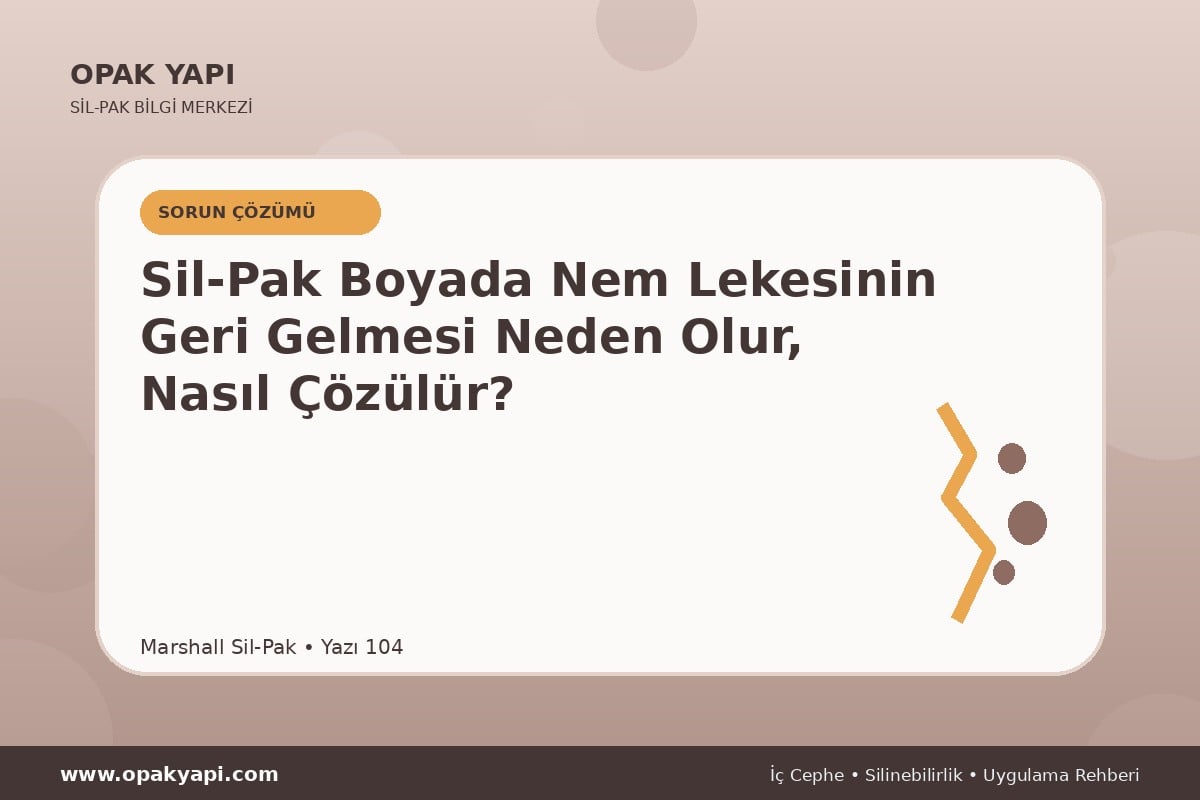 Sil-Pak Boyada Nem Lekesinin Geri Gelmesi Neden Olur, Nasıl Çözülür?