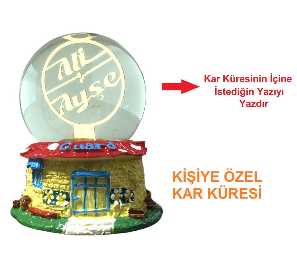 Kişiye Özel Kar Küresi Çiçekli Ev