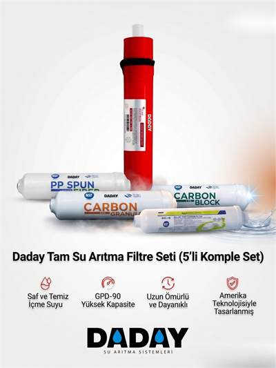 Daday Tam Su Arıtma Filtre Seti (5'li Komple Set)