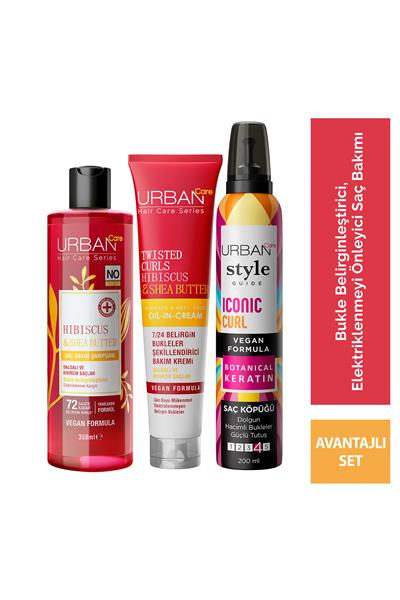 Hibiscus & Shea Butter Kıvırcık Ve Dalgalı Saçlara Özel Saç Bakım 3'lü Set-sülfatsız-vegan