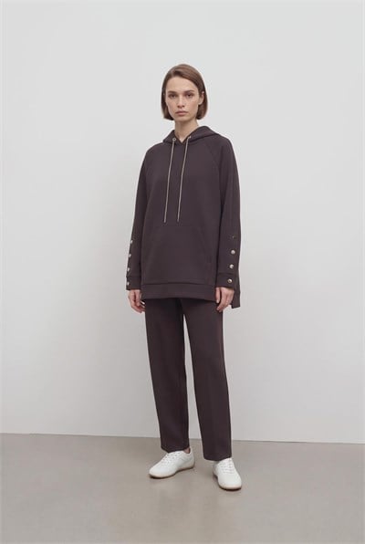 Secret Kapüşonlu Sweat Takım Kahverengi