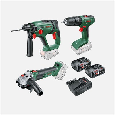 Bosch UniversalHammer 18V UniversalGrind 18V-75 EasyImpact 18V-40 2.5Ah. Çift Akülü Makine Seti
