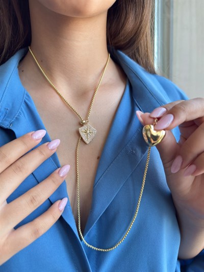 14 K Asansörlü Taşlı Şövalye Plaka Figürlü Kolye