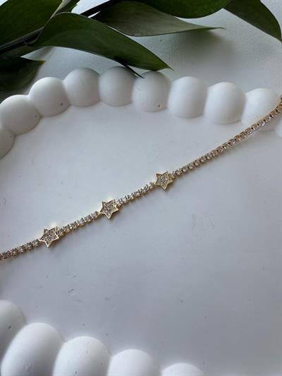 Çelik Dore İnce Su Yolu Yıldızlı Bileklik