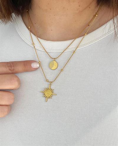Çelik Gold İkili Topçuk Sıralı Güneş Kolye