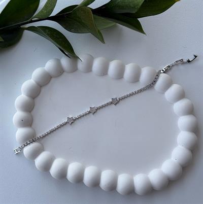 Çelik Gri İnce Su Yolu Yıldızlı Bileklik