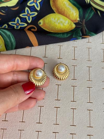 Çelik İncili Düğme Küpe