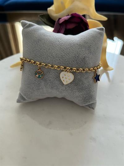 Çelik Kalp Charmlı Bileklik