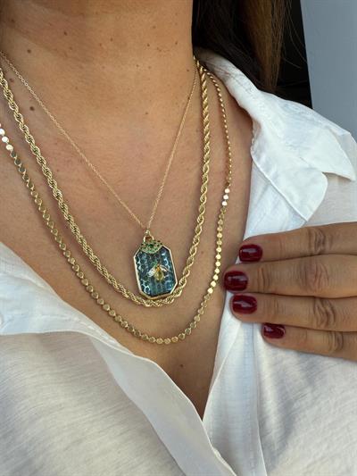 Çelik14k Mavi Taşlı Arı Figürlü Kolye Kombini