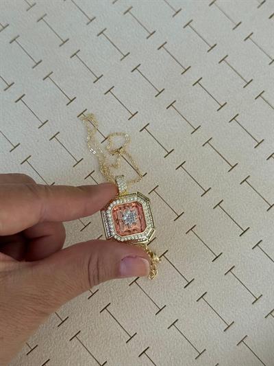 Çelik14k Pembe Taşlı Yıldız Figürlü Kolye
