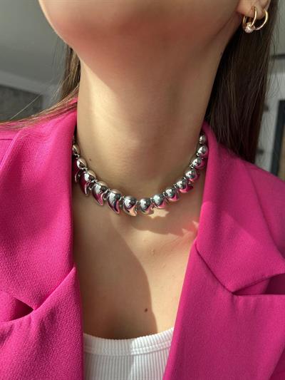 Gri Damla Choker Kolye