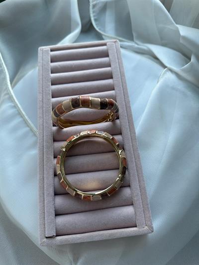 Özel Seri  Mineli Kelepçe Bileklik-Sütlü Kahve