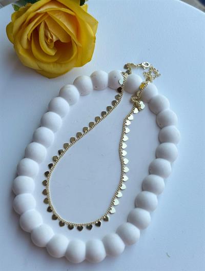 Özel Seri 14k Kalpli Plaka Sallantılı  Kolye (50cm)