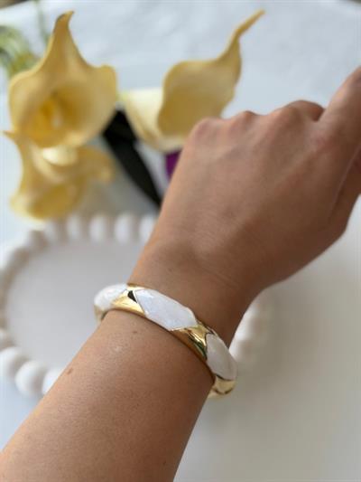 Özel Seri Beyaz Dore İnce Bileklik