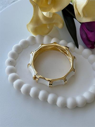 Özel Seri Beyaz Dore Kalın Bileklik