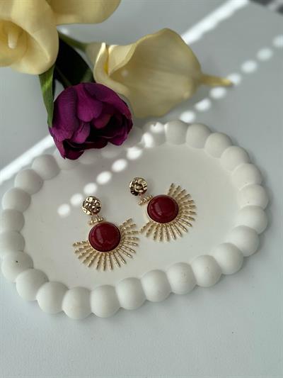 Özel Seri Bordo Vintage Küpe