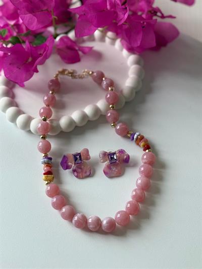 Özel Seri Ebruli Kolye  Kombini