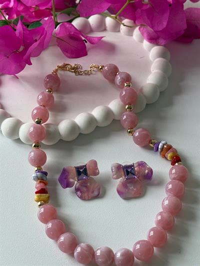 Özel Seri Ebruli Kolye  Kombini