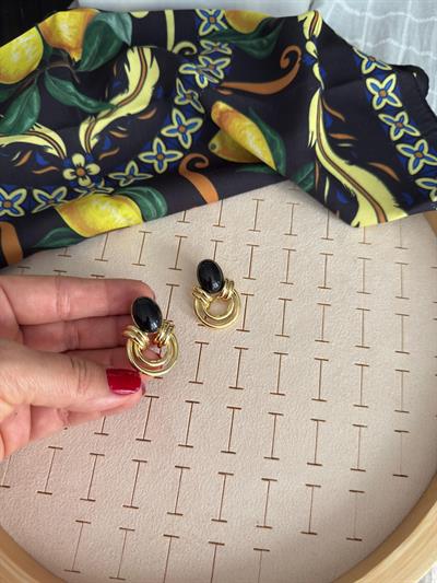 Özel Seri Gold Halkalı Siyah Vintage Küpe