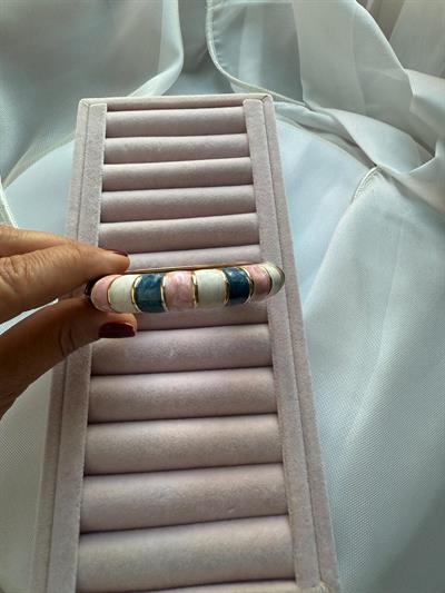 Özel Seri Mineli Kelepçe Bileklik -Beyaz-Pembe-Laci