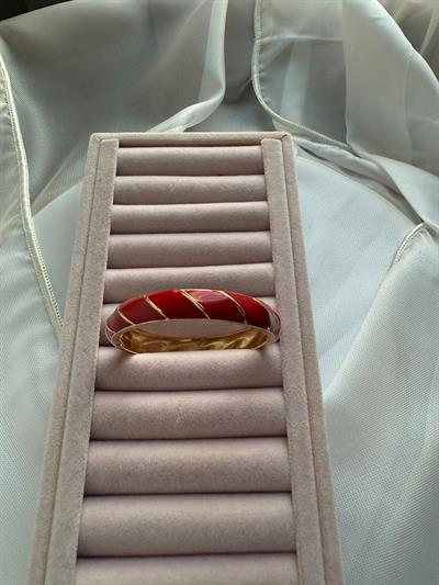 Özel Seri Mineli Kelepçe Bileklik- Kırmızı