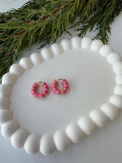 Özel Seri Minimal Pembe Halka Küpe