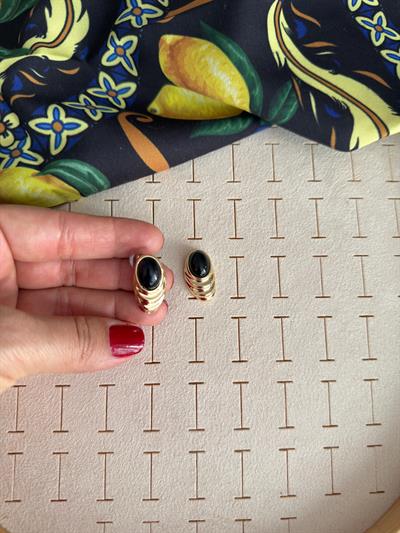 Özel Seri Minimal Vintage Siyah Küpe