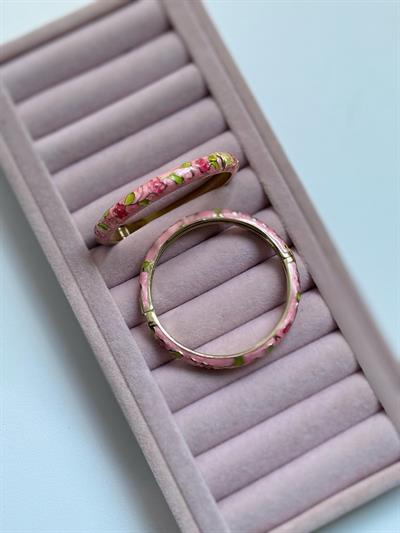 Özel Seri Pembe Sedefli Çiçekli Kelepçe Bileklik