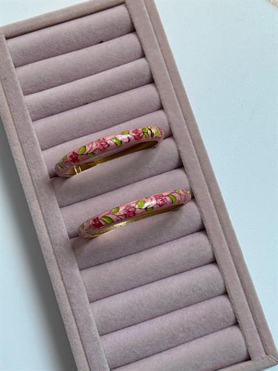 Özel Seri Pembe Sedefli Çiçekli Kelepçe Bileklik