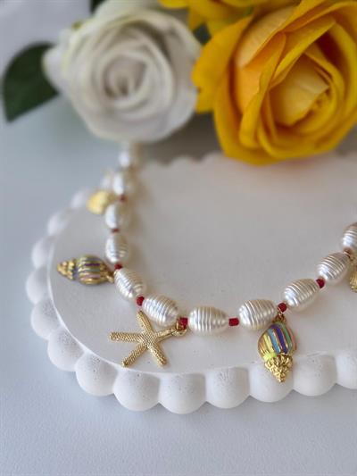 Özel Seri Sedef İncili Deniz Yıldızı Kolye