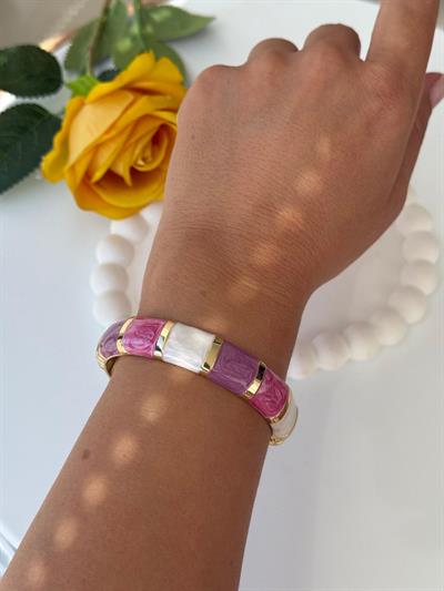 Özel Seri Sedefli Beyaz Pembe Lila  Bileklik