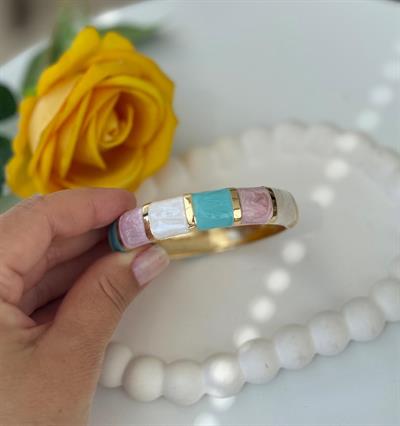 Özel Seri Sedefli Yeşil Pembe Beyaz Bileklik