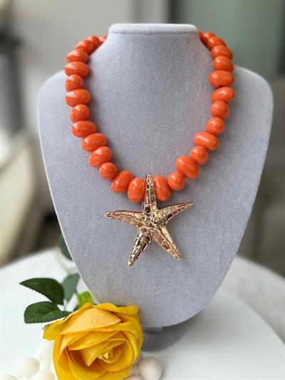Özel Seri Turuncu Deniz Yıldızı Kolye