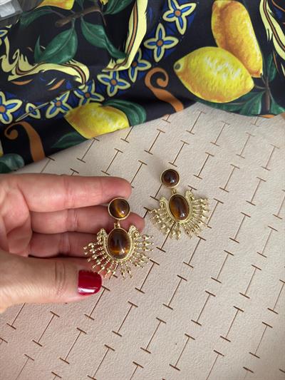 Özel Seri Vintage Kahve Saçaklı Küpe