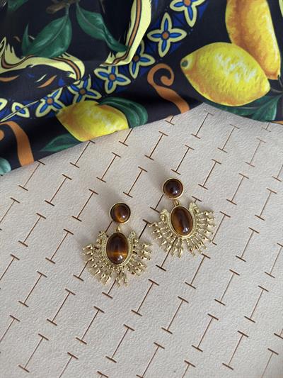 Özel Seri Vintage Kahve Saçaklı Küpe