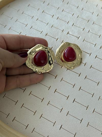 Özel Seri Vintage Mat Bordo Küpe